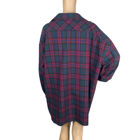 Lovers and Friends Gela Green Red Plaid Flannel Boyfriend Button Down Shirt M - Picture 9 of 10